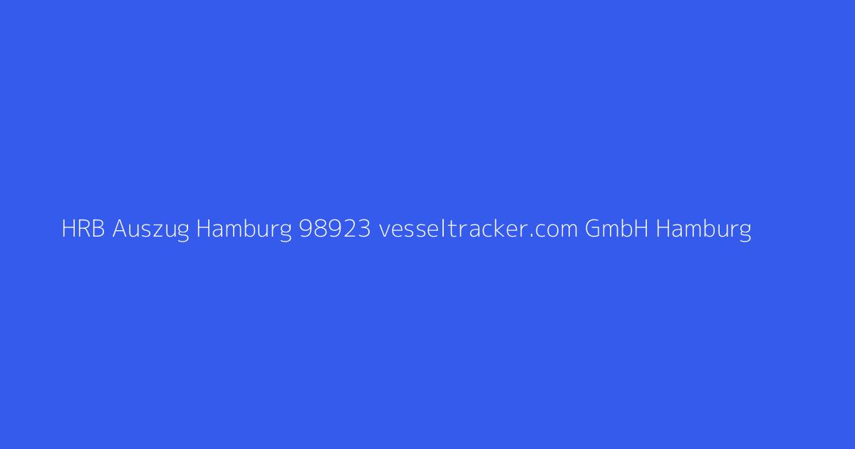 HRB Auszug Hamburg 98923 vesseltracker.com GmbH Hamburg